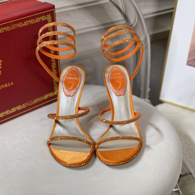 Rene Caovilla Cleo Crystal Orange Sandal - DopestKickz