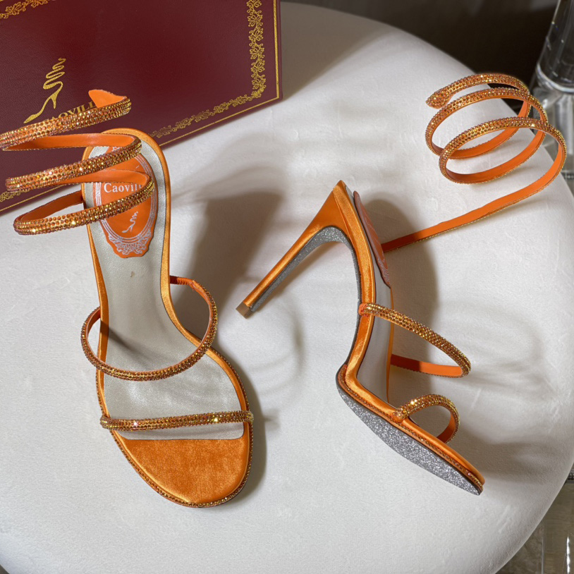Rene Caovilla Cleo Crystal Orange Sandal - DopestKickz