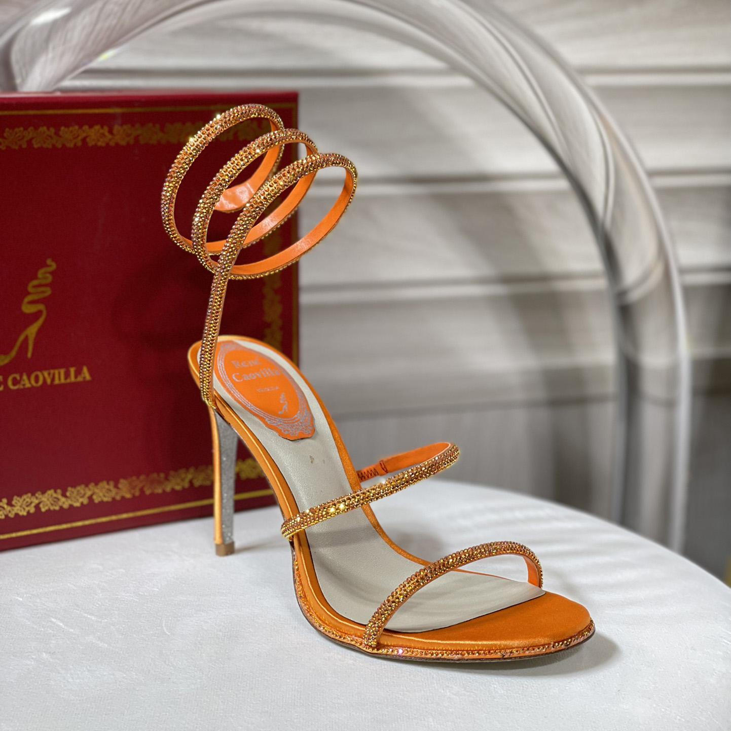 Rene Caovilla Cleo Crystal Orange Sandal - DopestKickz