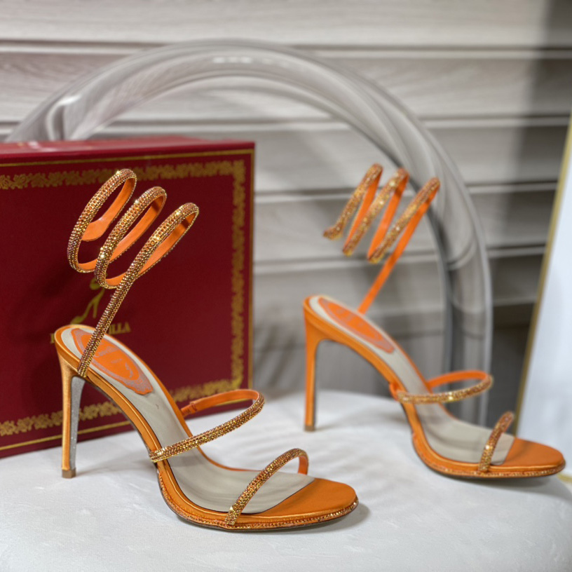 Rene Caovilla Cleo Crystal Orange Sandal - DopestKickz