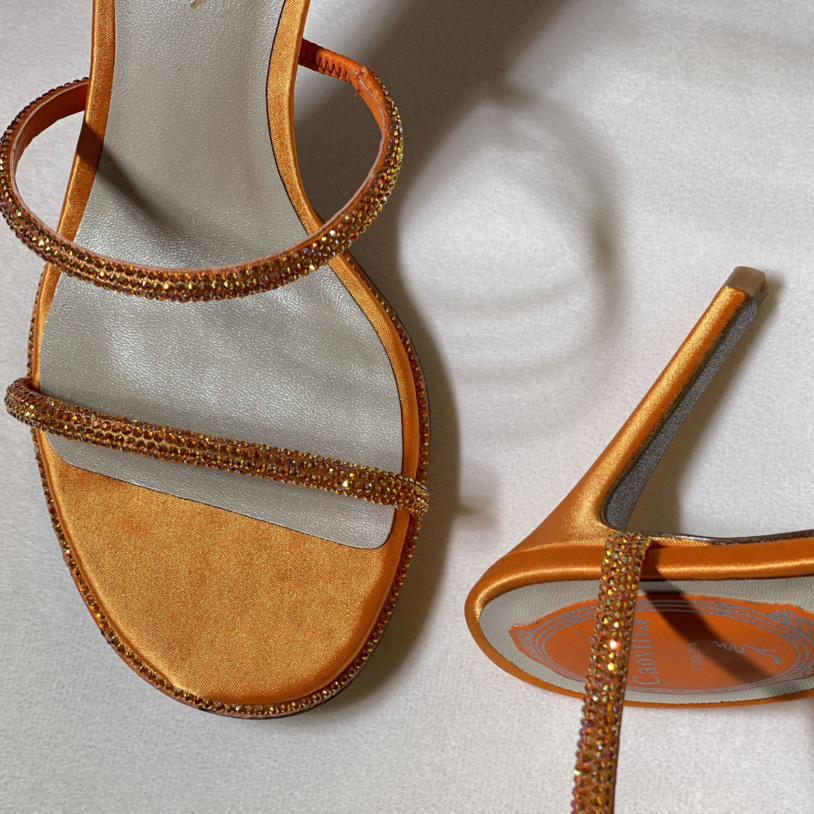 Rene Caovilla Cleo Crystal Orange Sandal - DopestKickz