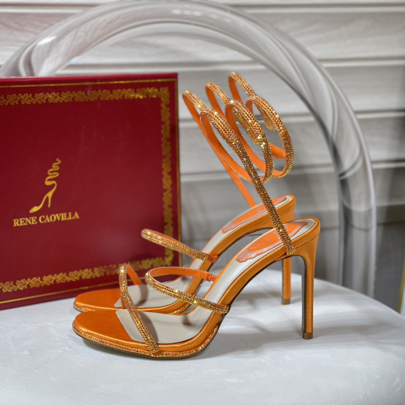 Rene Caovilla Cleo Crystal Orange Sandal - DopestKickz