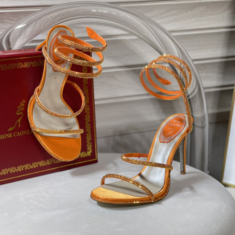 Rene Caovilla Cleo Crystal Orange Sandal - DopestKickz