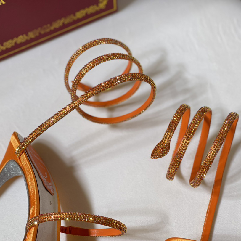 Rene Caovilla Cleo Crystal Orange Sandal - DopestKickz