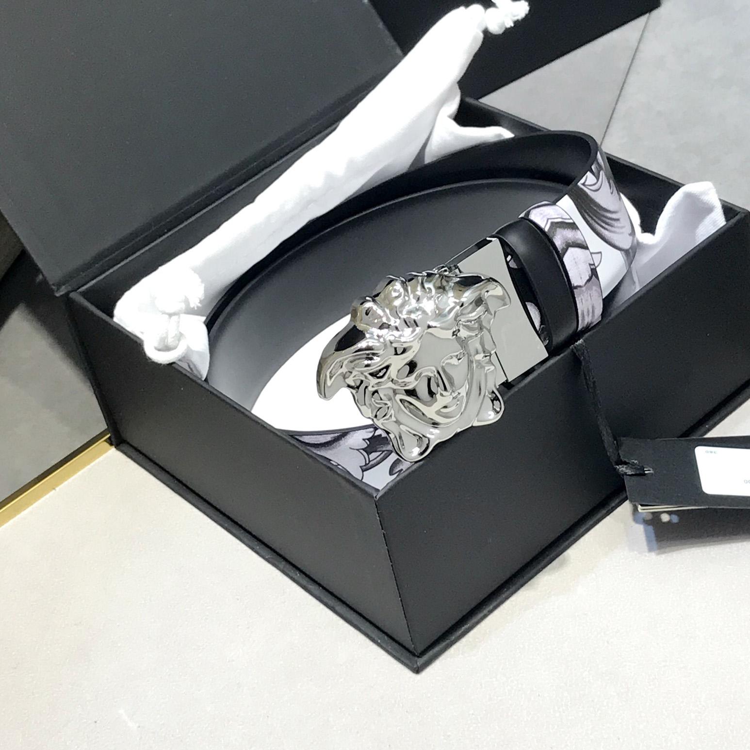 Versace La Medusa Silver Baroque Reversible Belt - DopestKickz