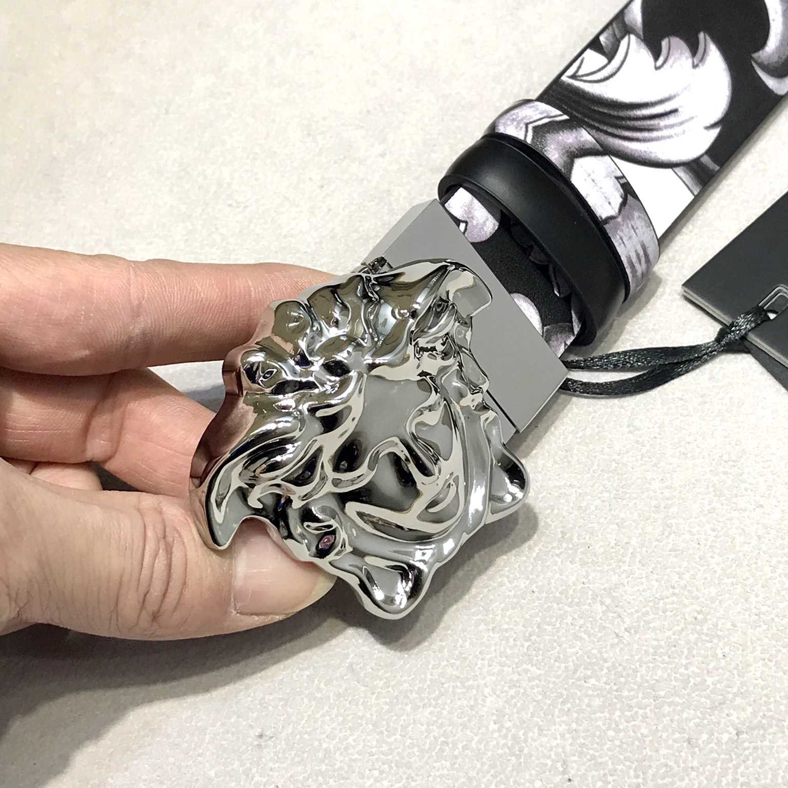 Versace La Medusa Silver Baroque Reversible Belt - DopestKickz