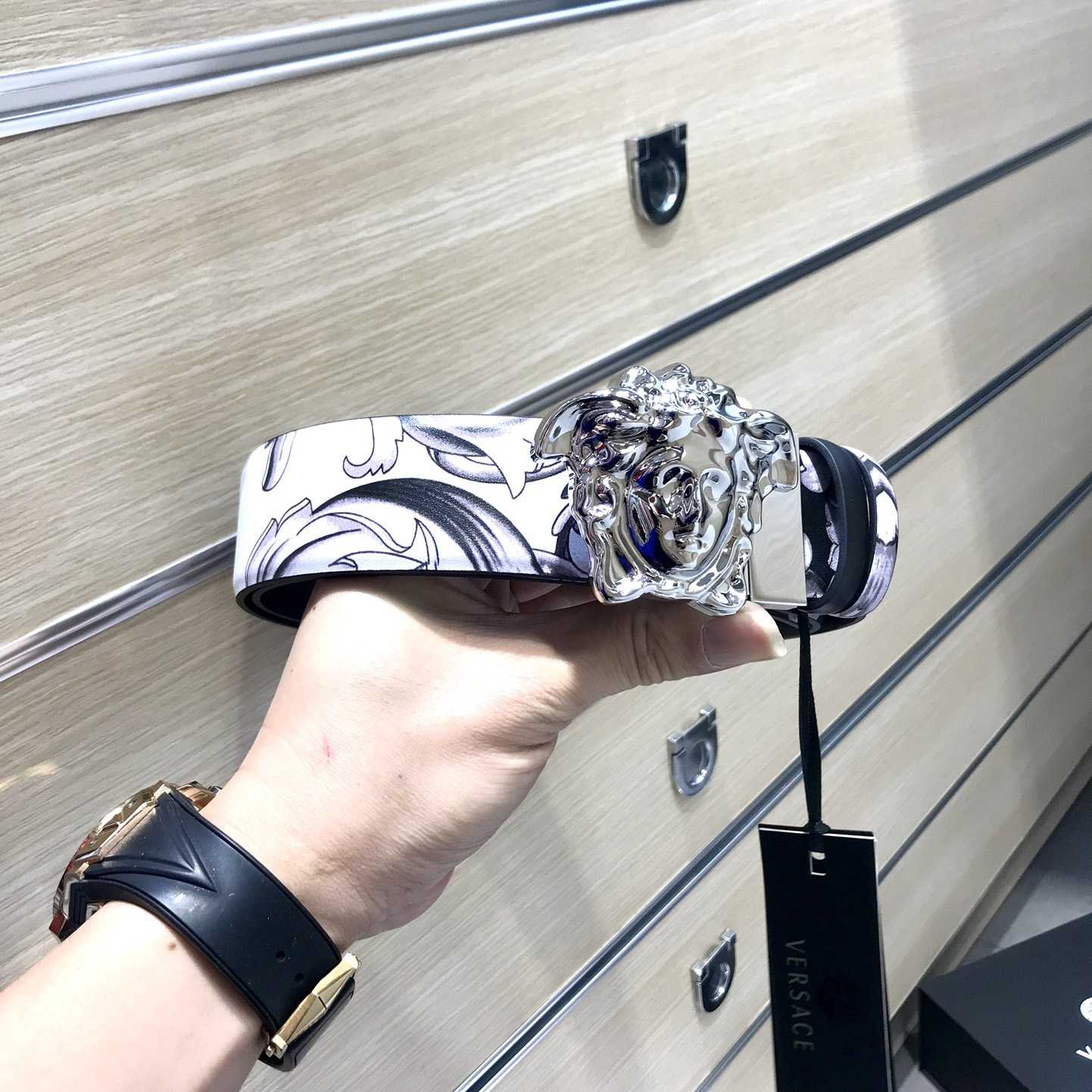 Versace La Medusa Silver Baroque Reversible Belt - DopestKickz