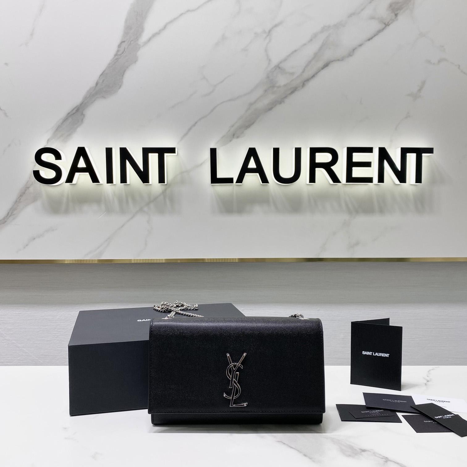 Saint Laurent Kate Medium Chain Bag In Grain De Poudre Embossed Leather - DopestKickz