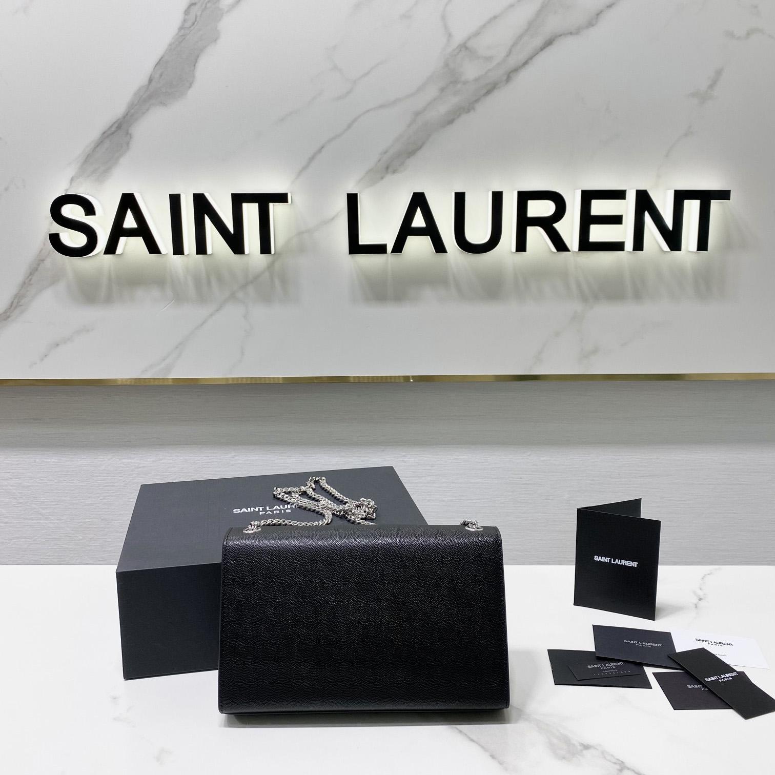 Saint Laurent Kate Medium Chain Bag In Grain De Poudre Embossed Leather - DopestKickz