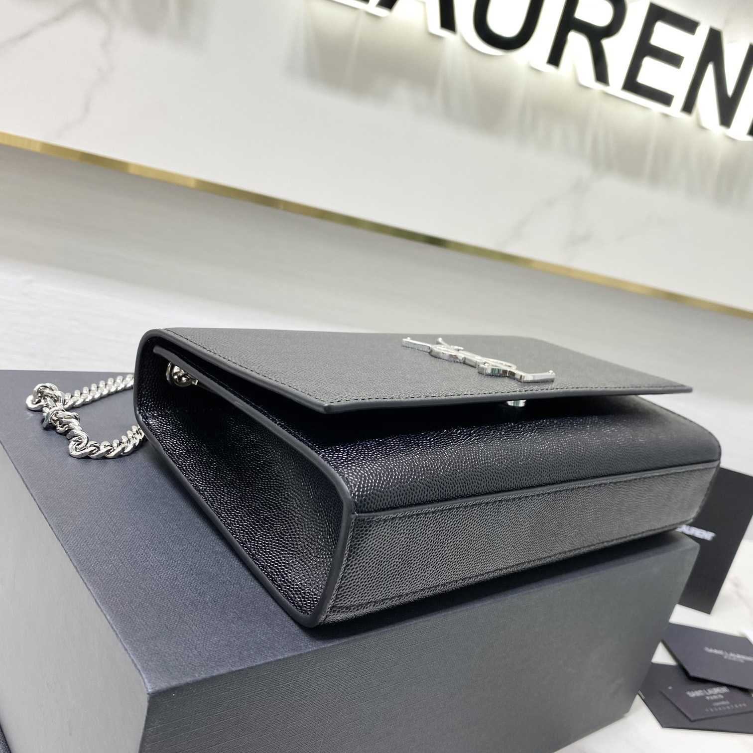 Saint Laurent Kate Medium Chain Bag In Grain De Poudre Embossed Leather - DopestKickz