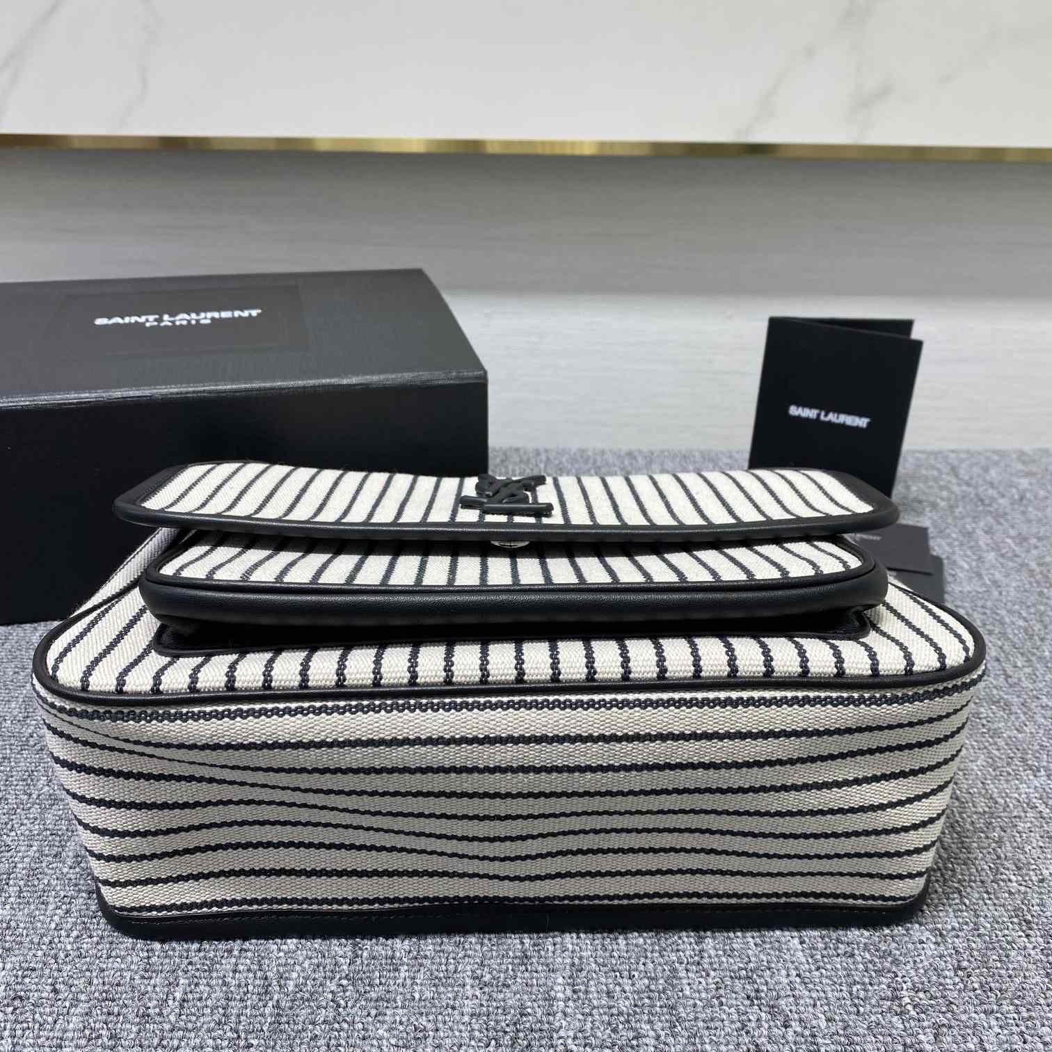 Saint Laurent Women's Niki Medium Striped Canvas Shoulder Bag (28cm) - DopestKickz