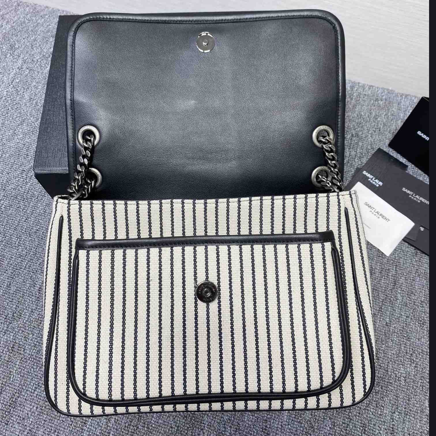 Saint Laurent Women's Niki Medium Striped Canvas Shoulder Bag (28cm) - DopestKickz
