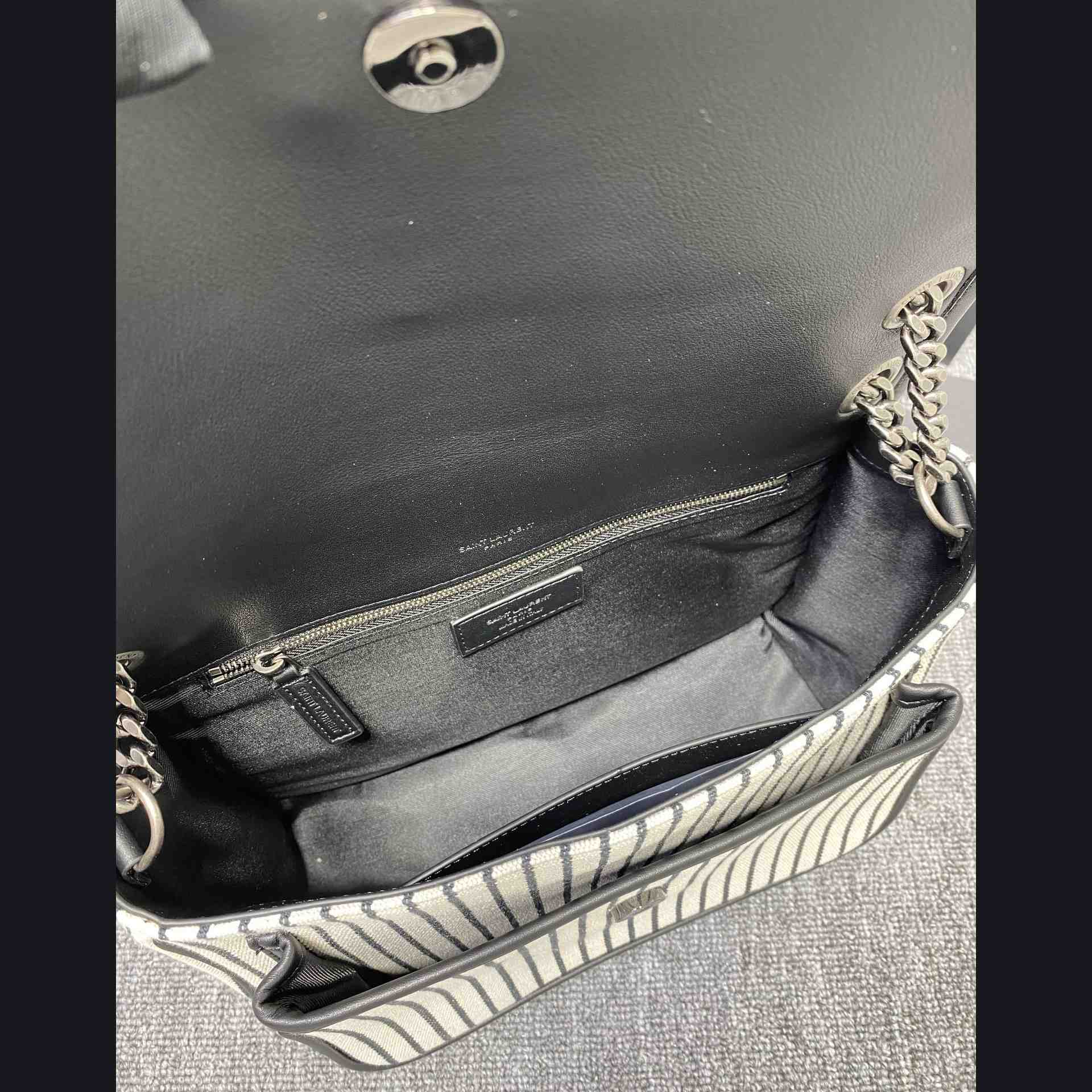 Saint Laurent Women's Niki Medium Striped Canvas Shoulder Bag (28cm) - DopestKickz