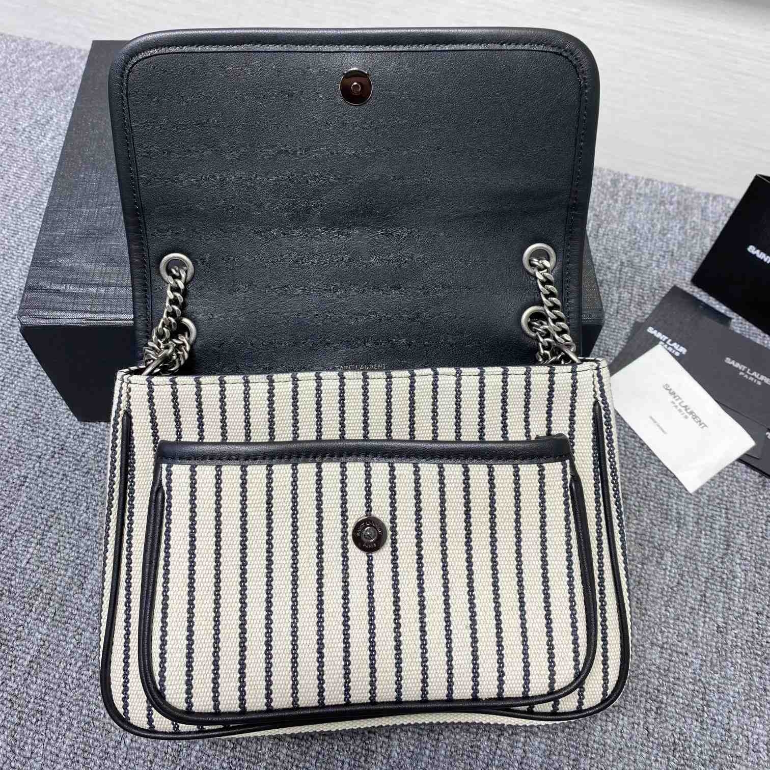 Saint Laurent Women's Niki Small Striped Canvas Shoulder Bag (22cm) - DopestKickz