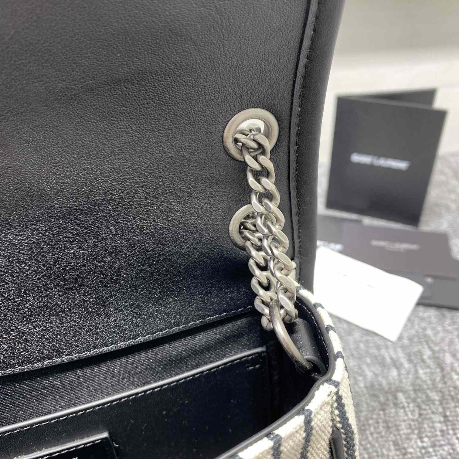 Saint Laurent Women's Niki Small Striped Canvas Shoulder Bag (22cm) - DopestKickz