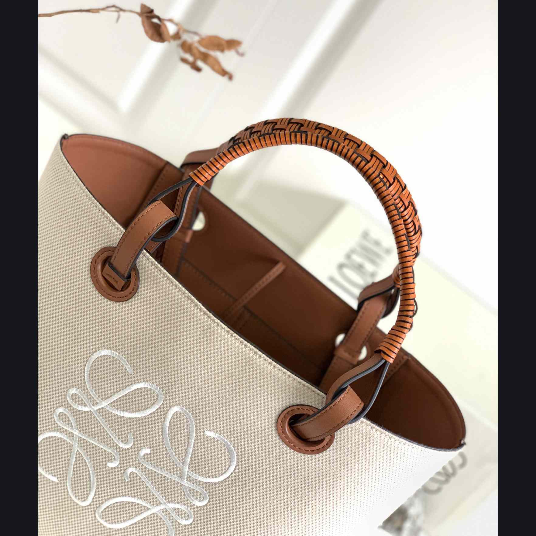 Loewe Small Anagram Tote Bag In Jacquard And Calfskin - DopestKickz