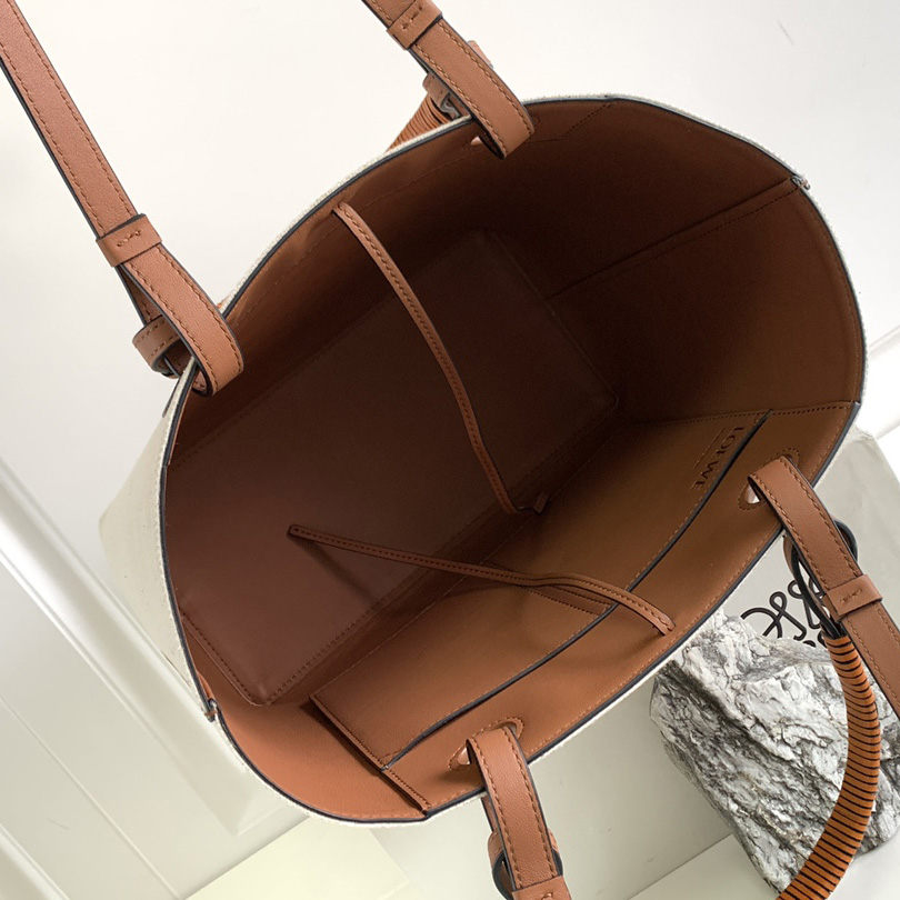 Loewe Small Anagram Tote Bag In Jacquard And Calfskin - DopestKickz