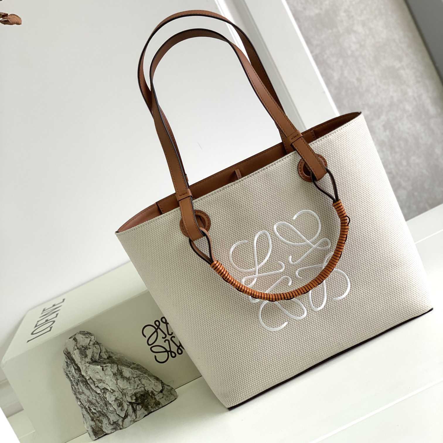 Loewe Small Anagram Tote Bag In Jacquard And Calfskin - DopestKickz
