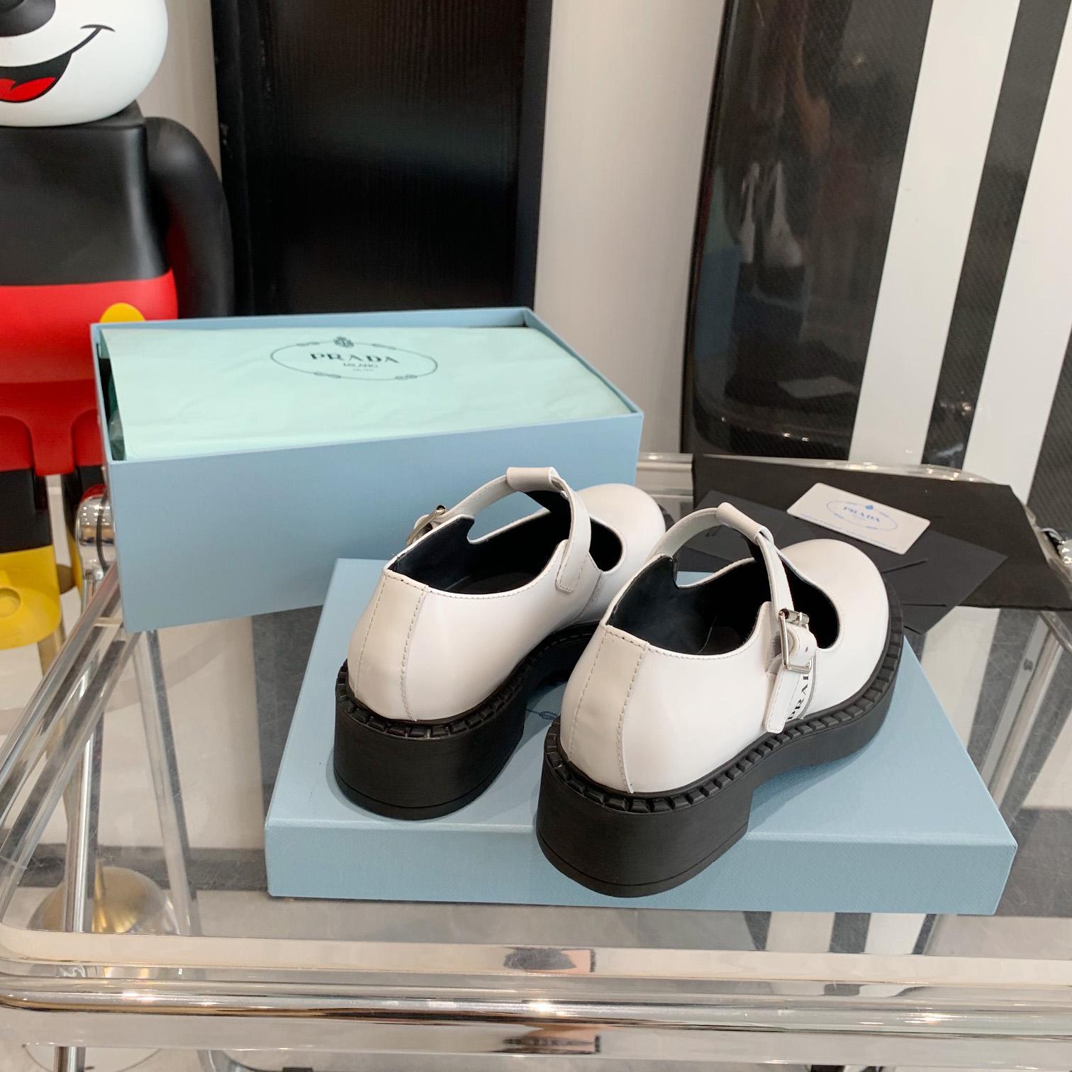 Prada Brushed-Leather Mary Jane T-strap Shoes - DopestKickz