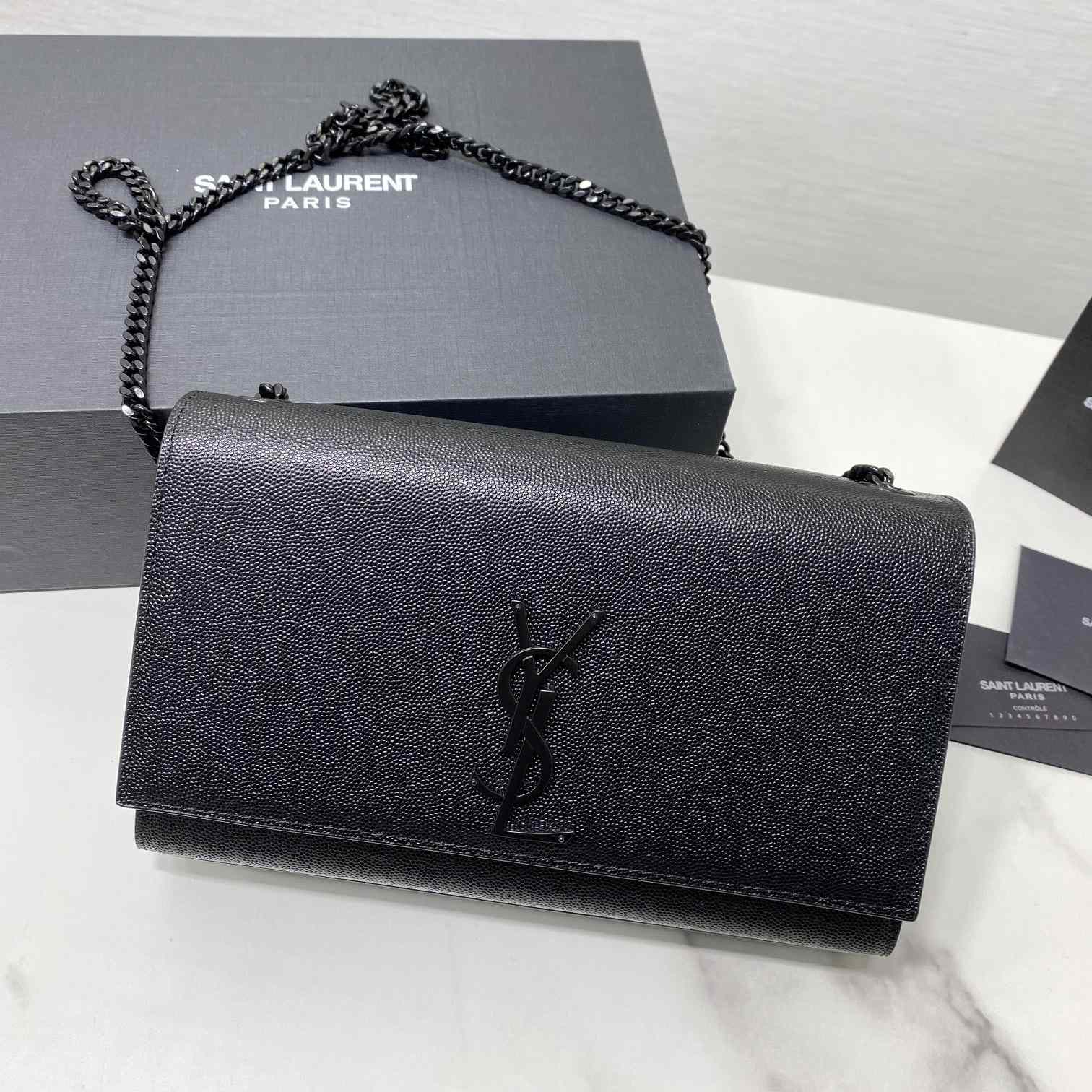 Saint Laurent Kate Medium Chain Bag In Grain De Poudre Embossed Leather - DopestKickz