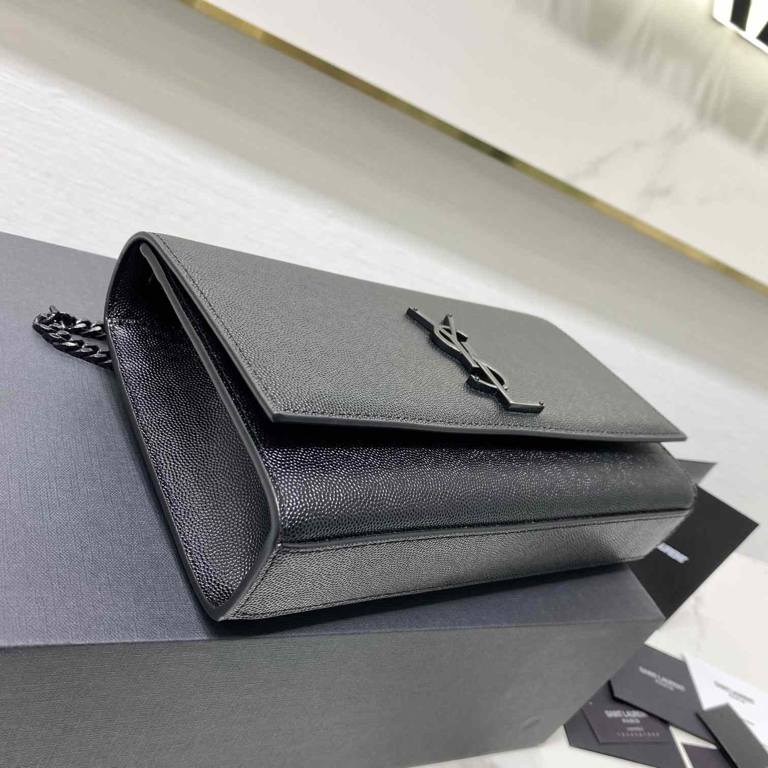 Saint Laurent Kate Medium Chain Bag In Grain De Poudre Embossed Leather - DopestKickz