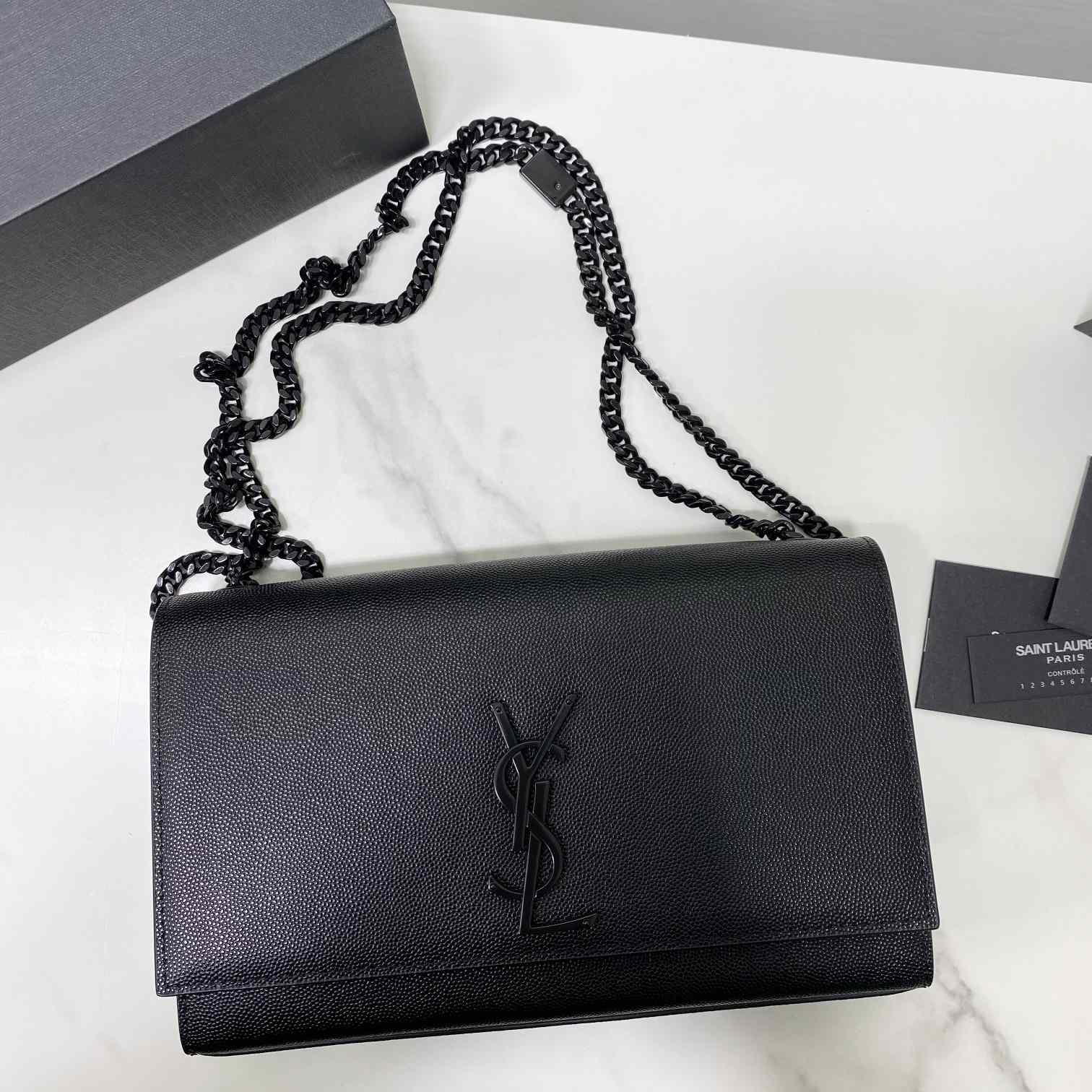 Saint Laurent Kate Medium Chain Bag In Grain De Poudre Embossed Leather - DopestKickz