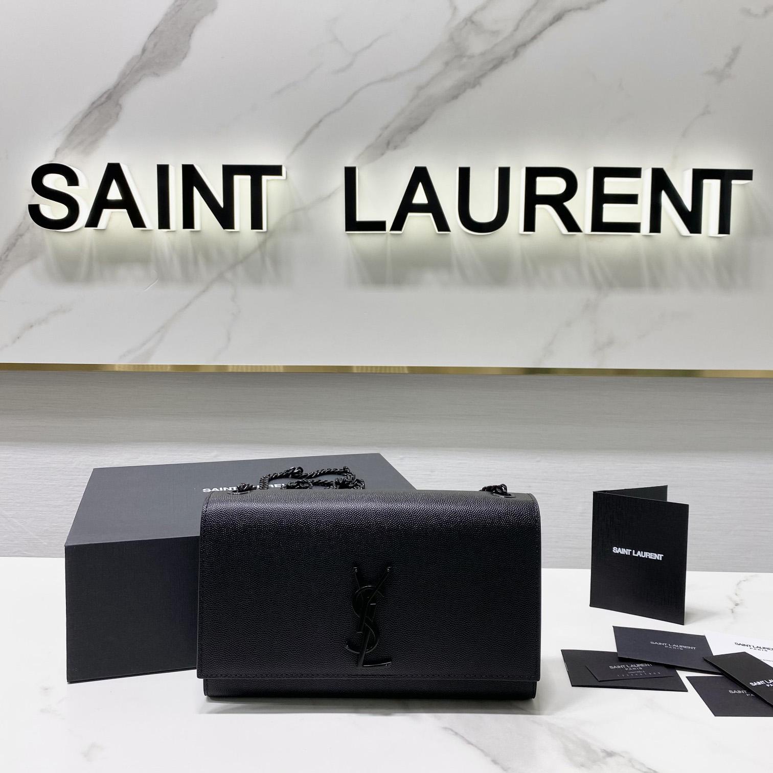 Saint Laurent Kate Medium Chain Bag In Grain De Poudre Embossed Leather - DopestKickz