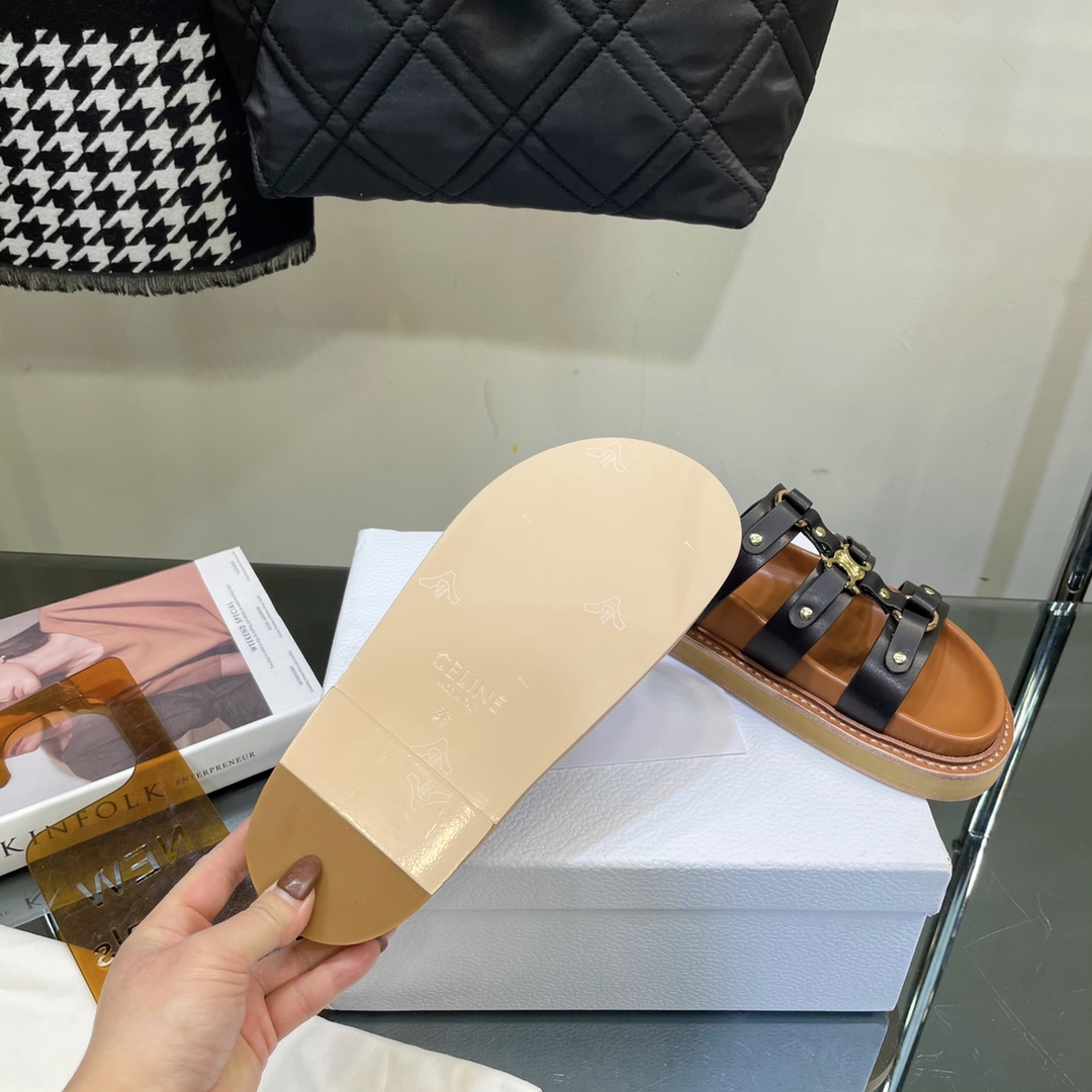 Celine Slides Tippi In Calfskin -  Vegetal Tanning - DopestKickz