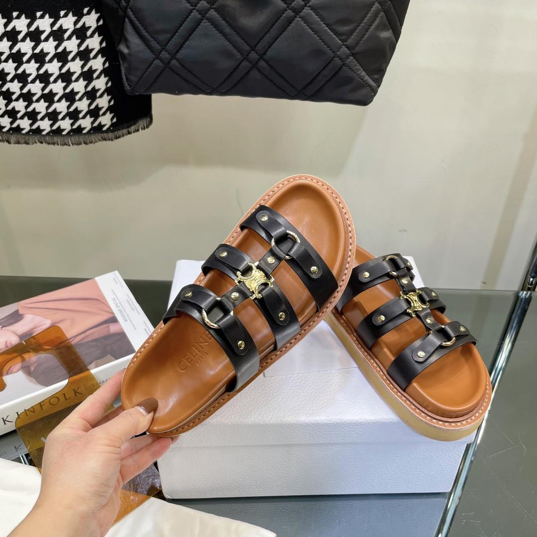 Celine Slides Tippi In Calfskin -  Vegetal Tanning - DopestKickz