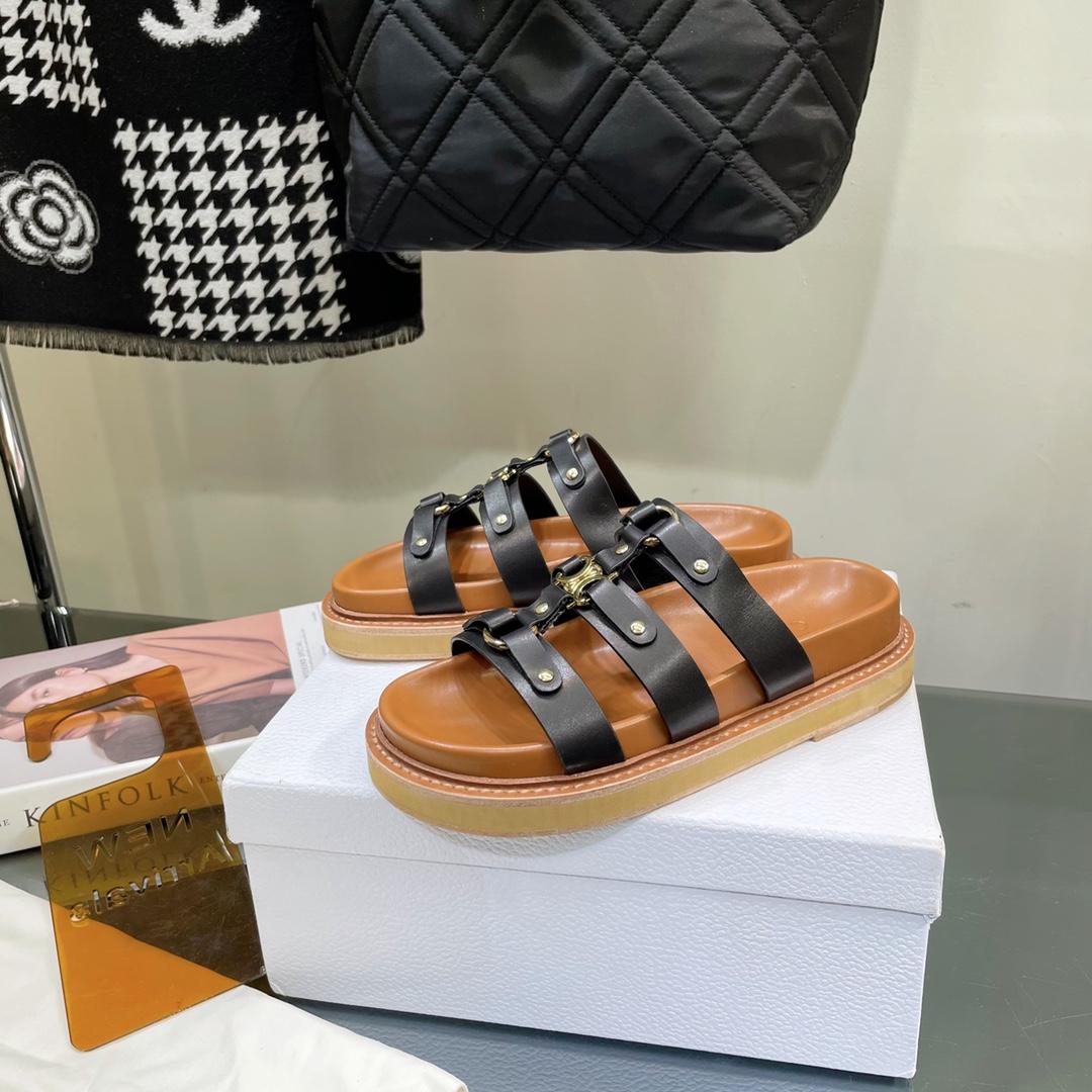 Celine Slides Tippi In Calfskin -  Vegetal Tanning - DopestKickz