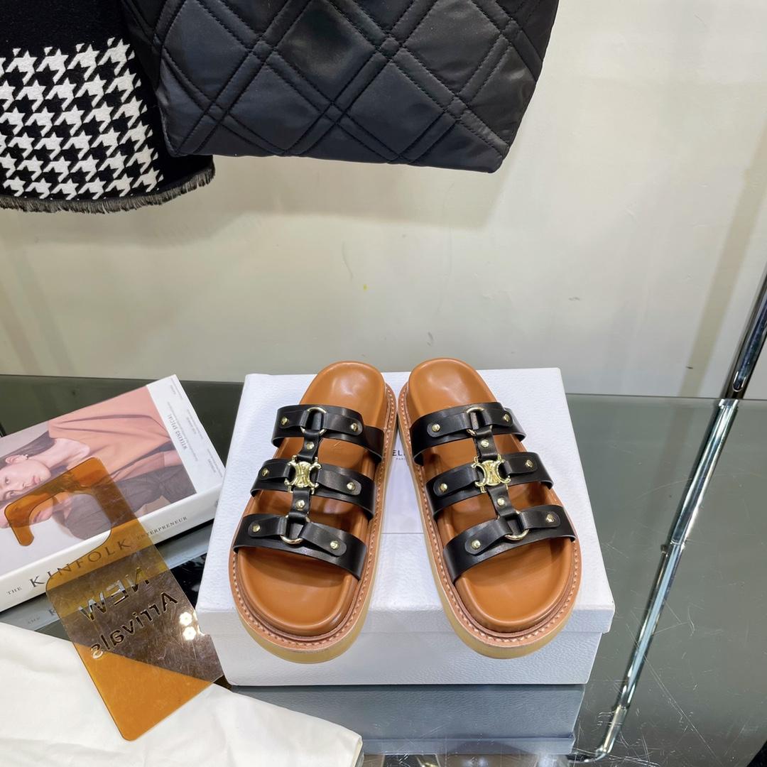 Celine Slides Tippi In Calfskin -  Vegetal Tanning - DopestKickz