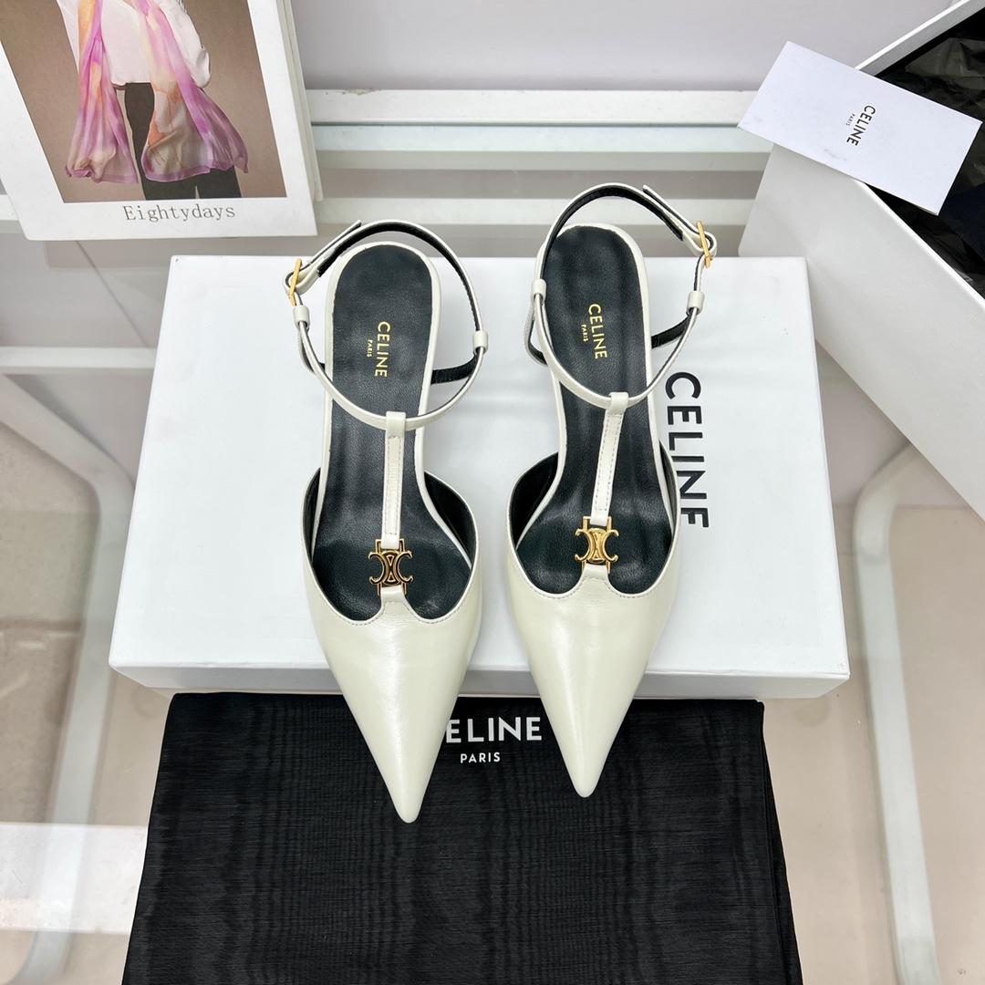 Celine Kitten With Triomphe T-Bar Strap In Calfskin  - DopestKickz