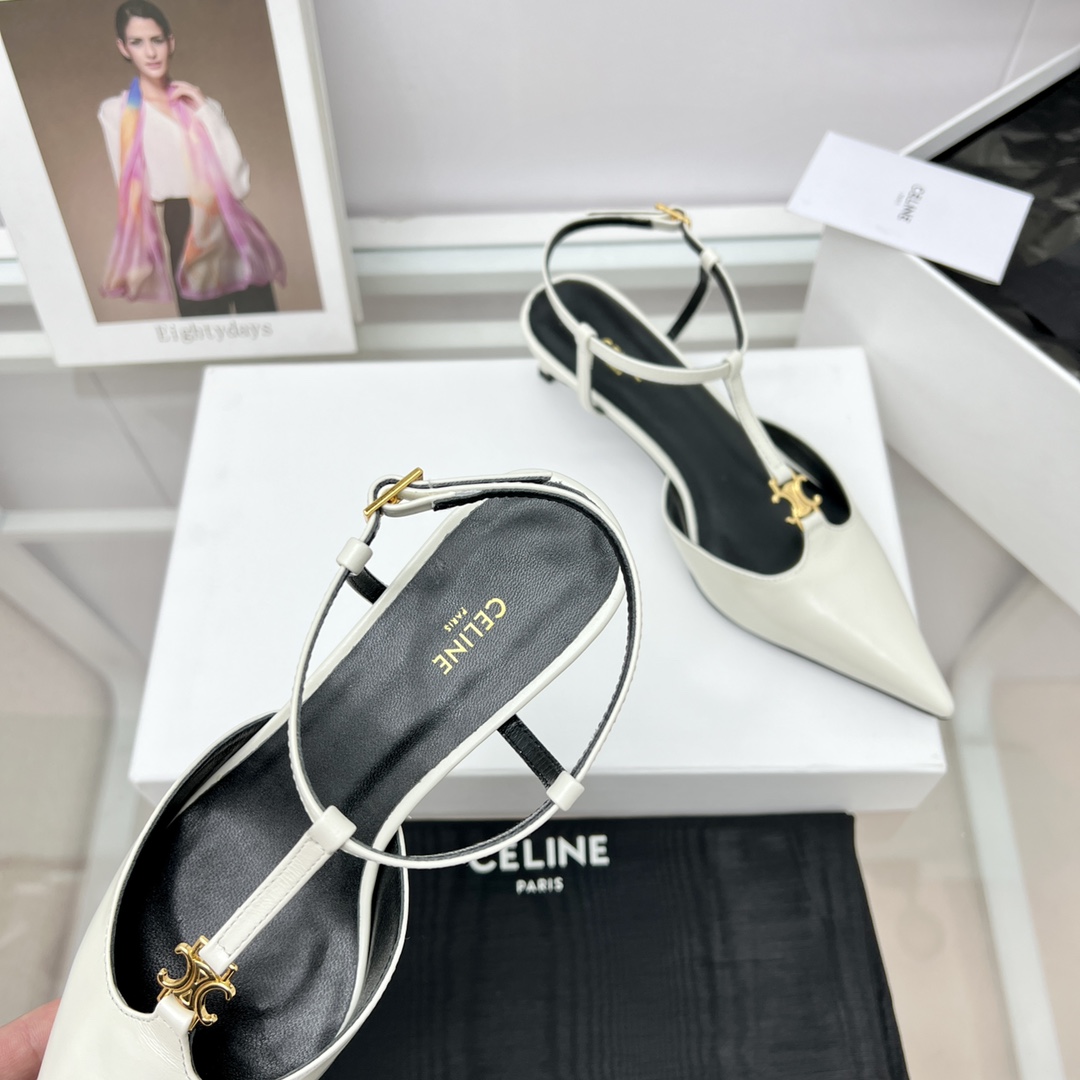 Celine Kitten With Triomphe T-Bar Strap In Calfskin  - DopestKickz