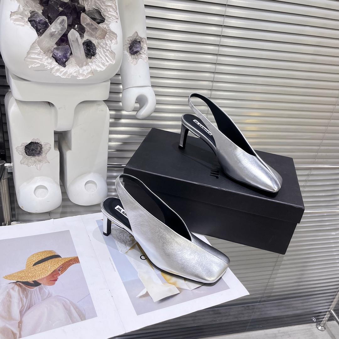 JIl Sander High-Heeled Leather Mules - DopestKickz