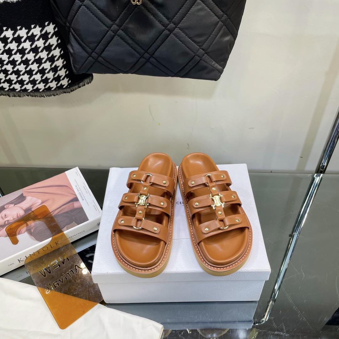 Celine Slides Tippi In Calfskin -  Vegetal Tanning - DopestKickz