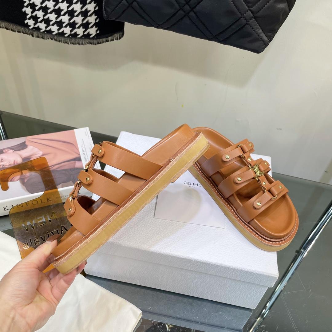 Celine Slides Tippi In Calfskin -  Vegetal Tanning - DopestKickz