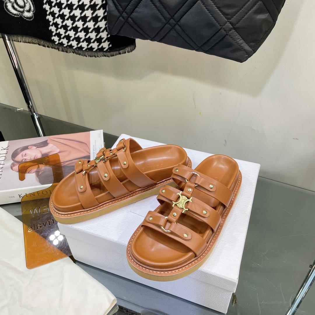 Celine Slides Tippi In Calfskin -  Vegetal Tanning - DopestKickz