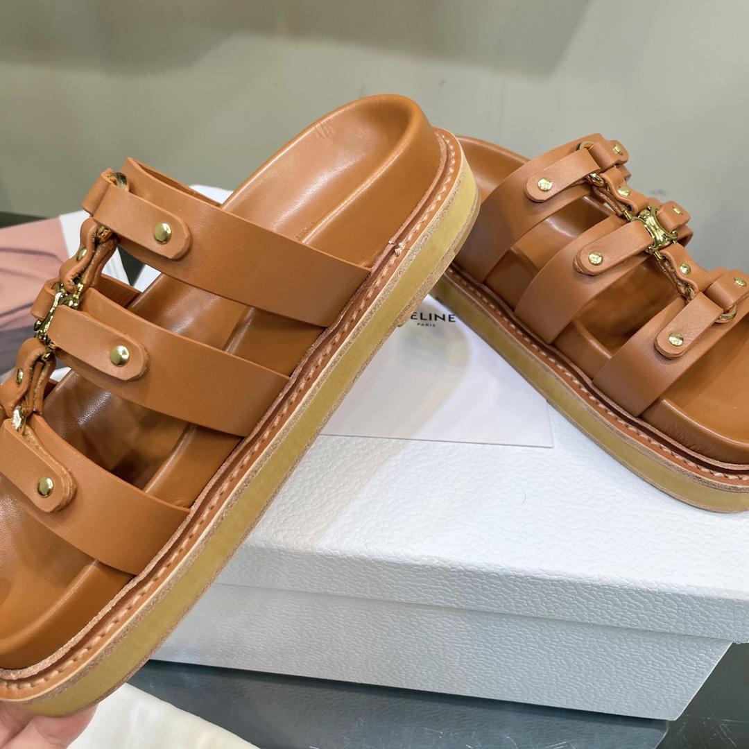 Celine Slides Tippi In Calfskin -  Vegetal Tanning - DopestKickz