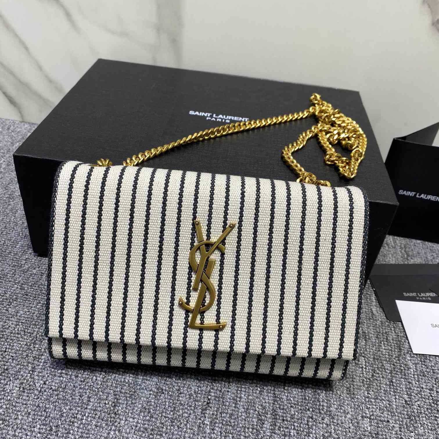 Saint Laurent Striped Small Chain Bag(20x13x5.5cm) - DopestKickz