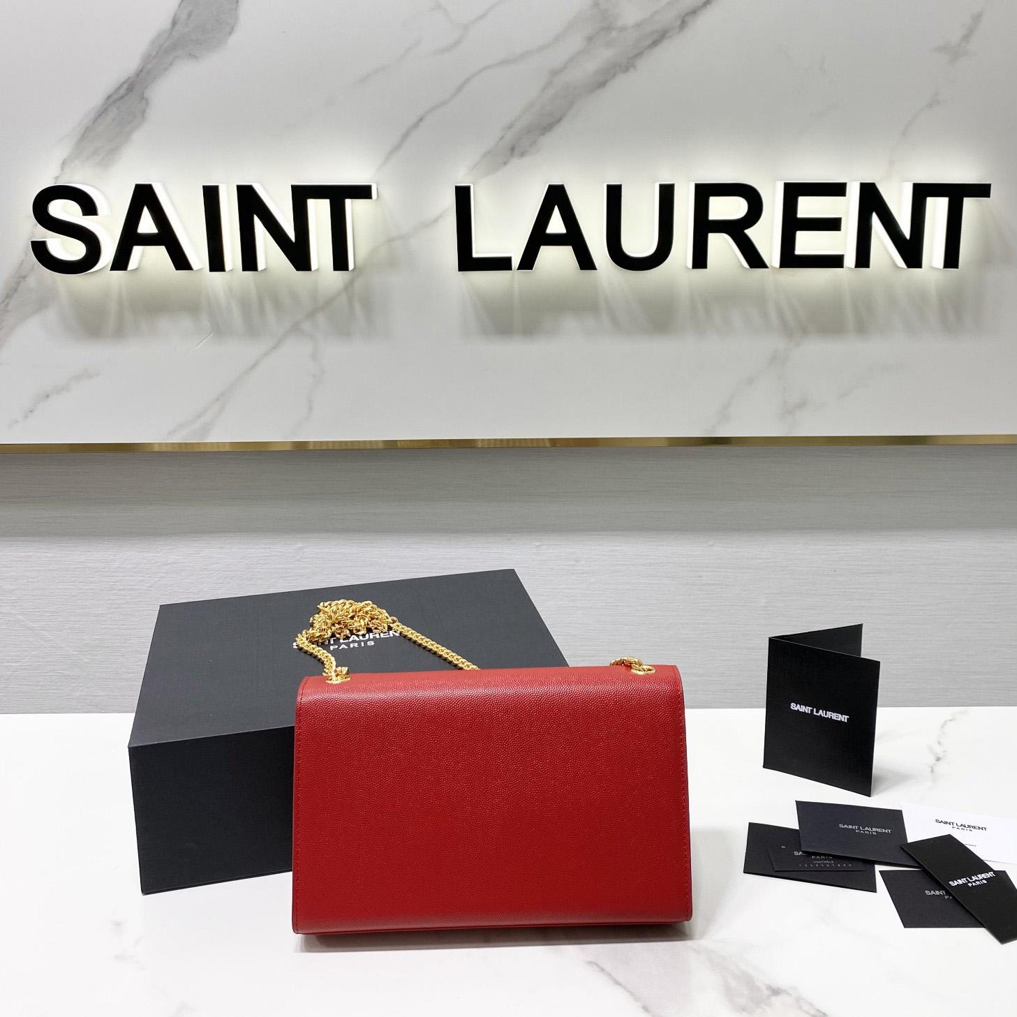 Saint Laurent Kate Medium Chain Bag In Grain De Poudre Embossed Leather - DopestKickz