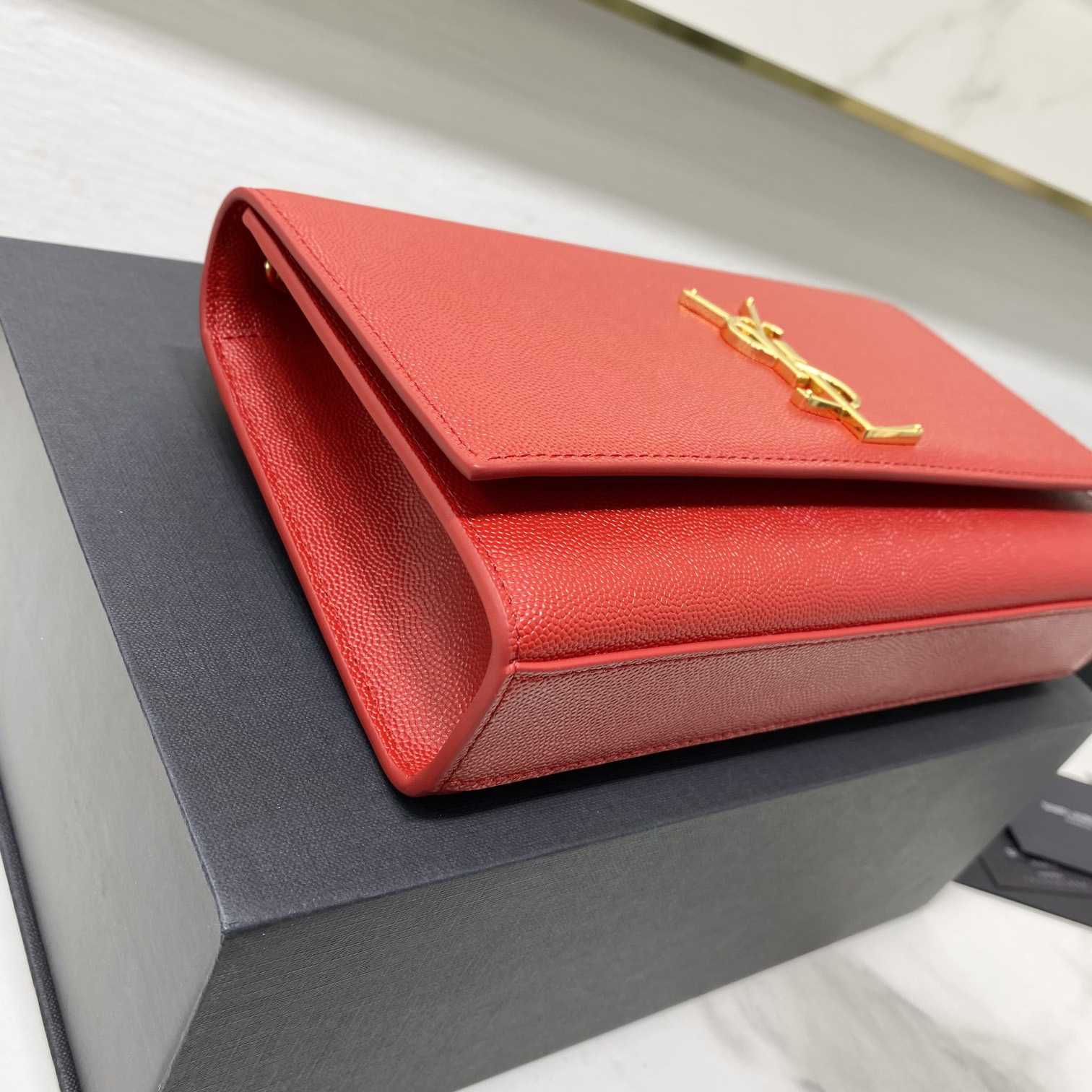 Saint Laurent Kate Medium Chain Bag In Grain De Poudre Embossed Leather - DopestKickz