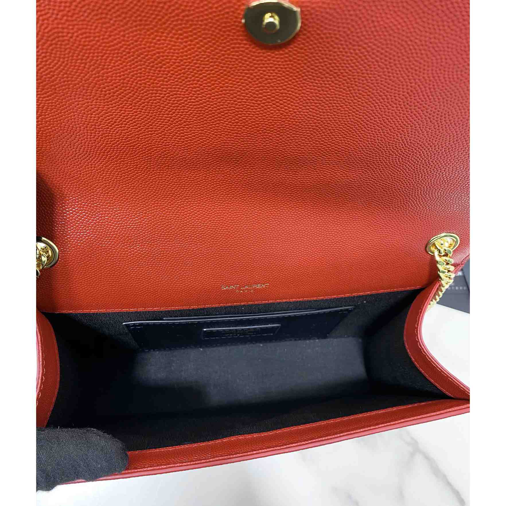 Saint Laurent Kate Medium Chain Bag In Grain De Poudre Embossed Leather - DopestKickz