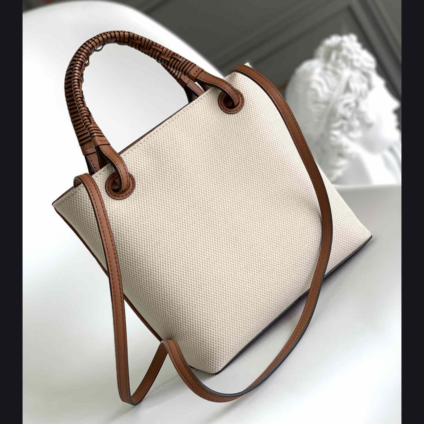 Loewe Mini Anagram Tote Bag In Jacquard And Calfskin - DopestKickz