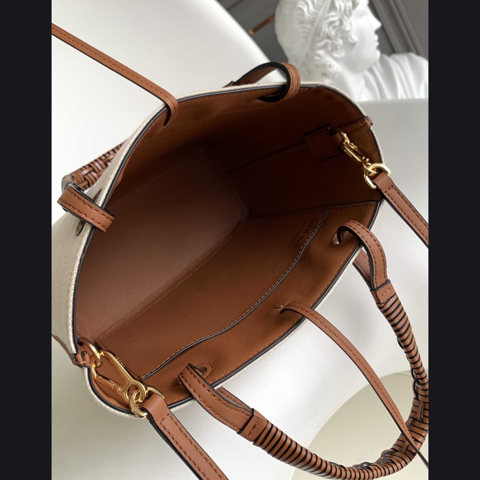 Loewe Mini Anagram Tote Bag In Jacquard And Calfskin - DopestKickz