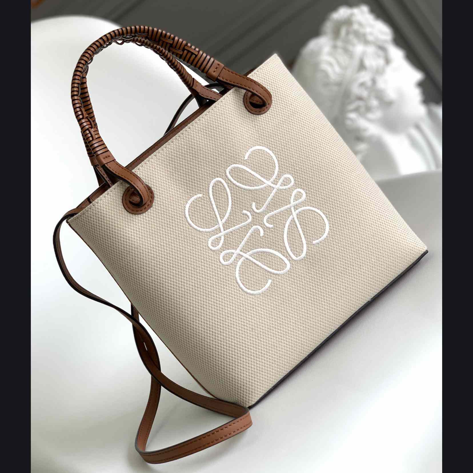 Loewe Mini Anagram Tote Bag In Jacquard And Calfskin - DopestKickz