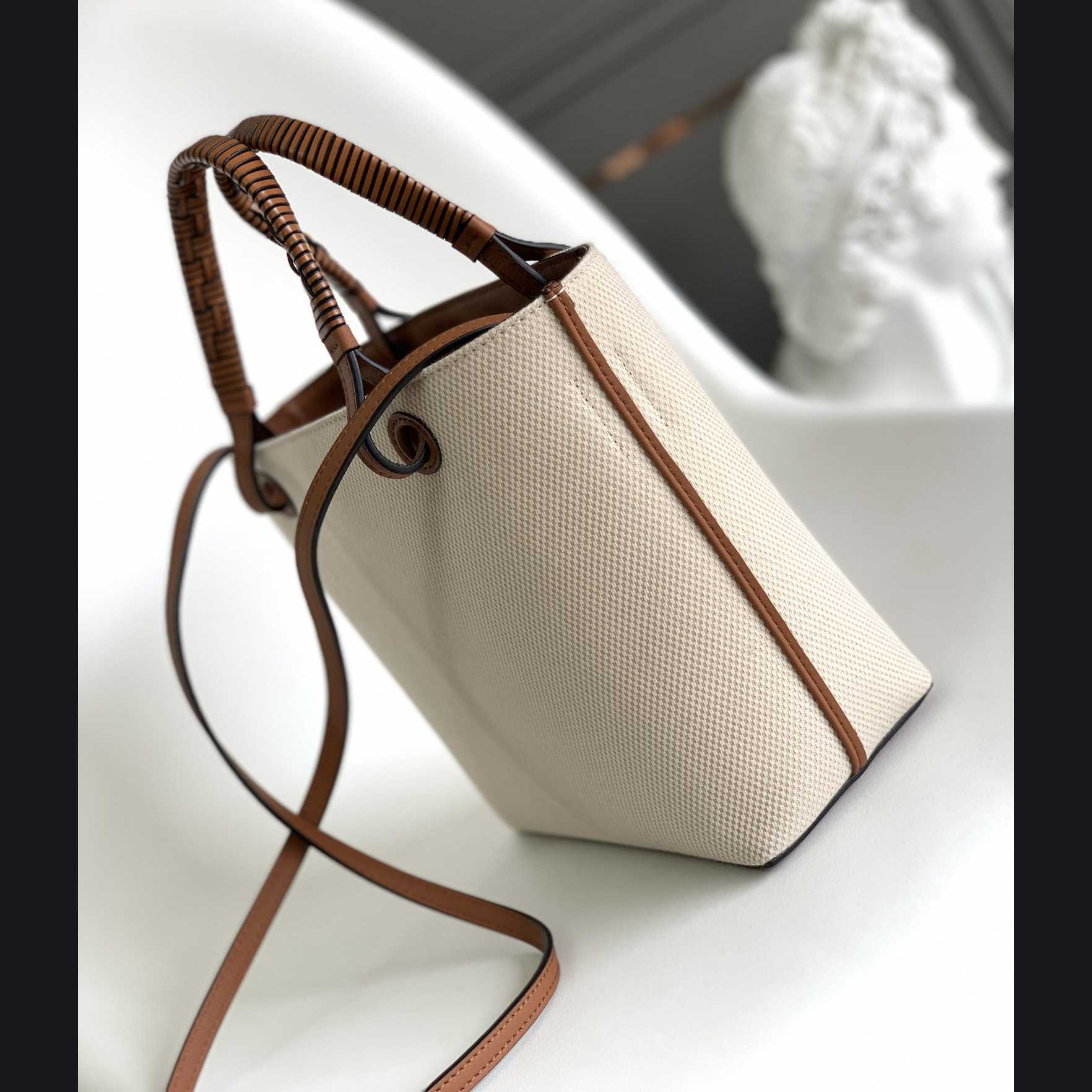 Loewe Mini Anagram Tote Bag In Jacquard And Calfskin - DopestKickz