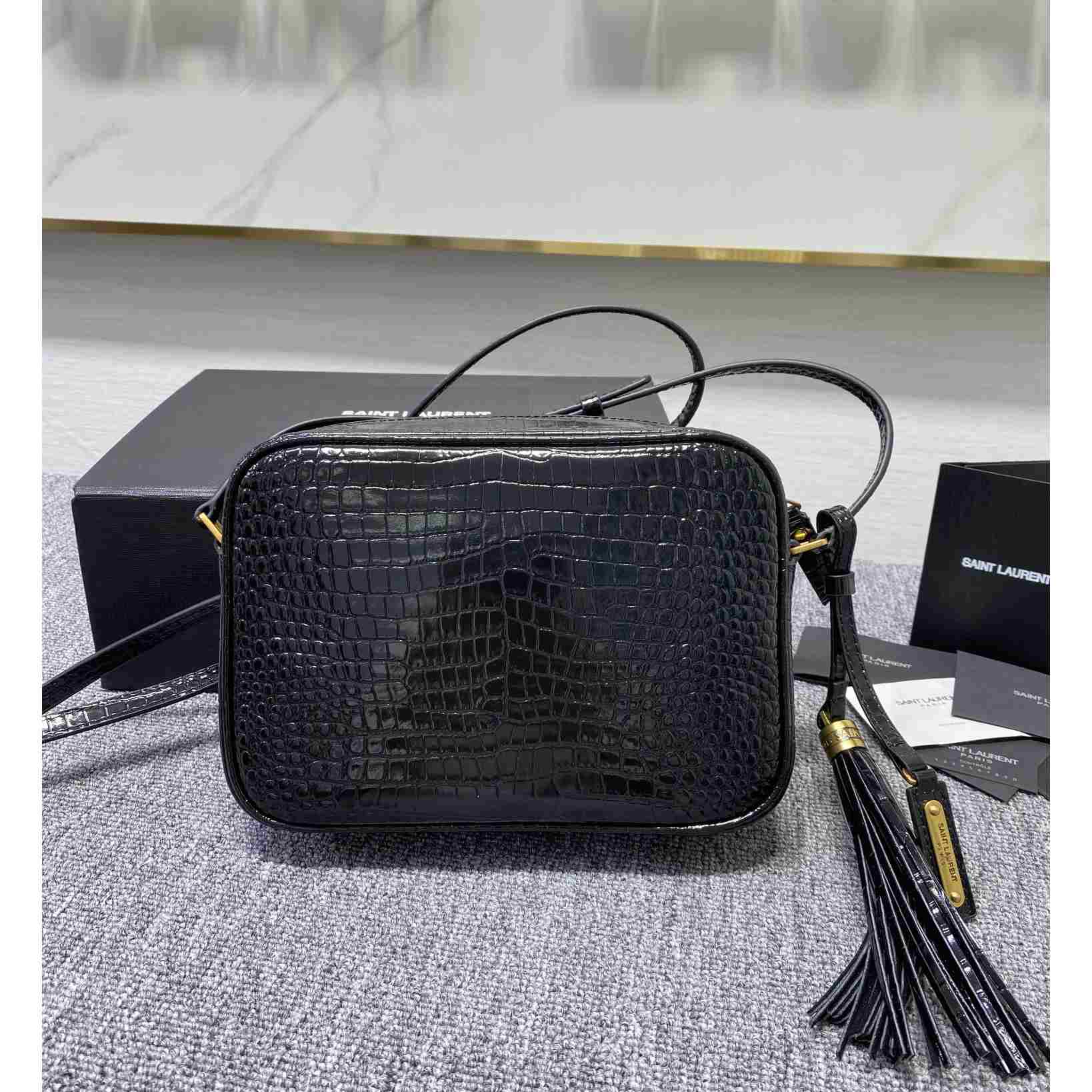 Saint Laurent Lou Camera Bag In Crocodile-Embossed Shiny Leather - DopestKickz