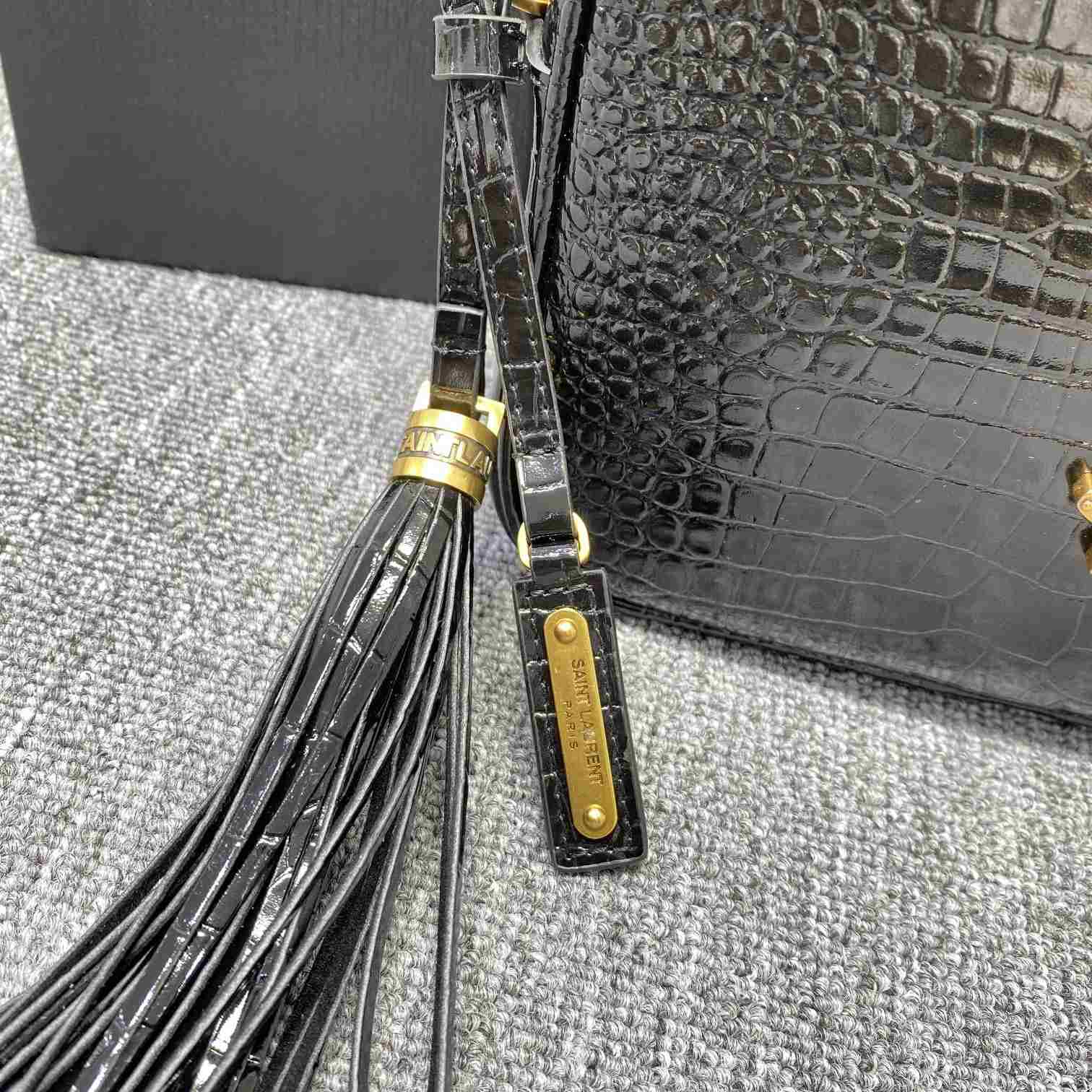 Saint Laurent Lou Camera Bag In Crocodile-Embossed Shiny Leather - DopestKickz