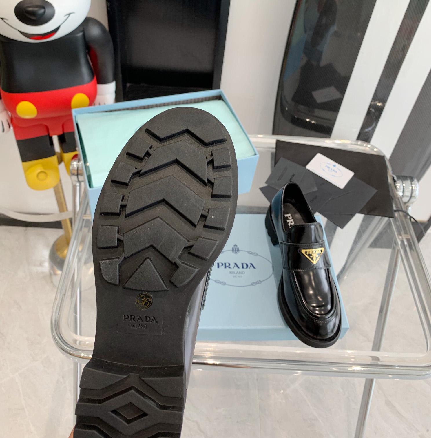 Prada Chocolate Brushed Leather Loafers - DopestKickz