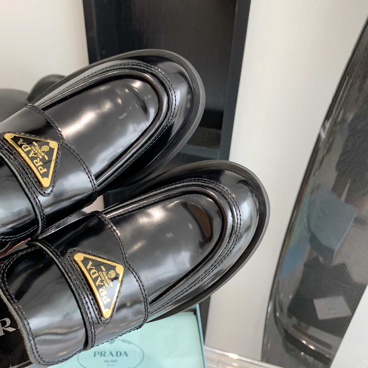 Prada Chocolate Brushed Leather Loafers - DopestKickz